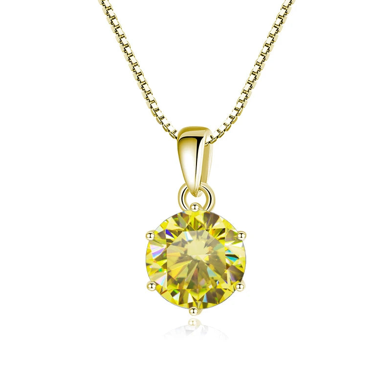 Butterflykiss 1 CT Real Moissanite Pendant Necklace - gold lemon yellow / 45cm