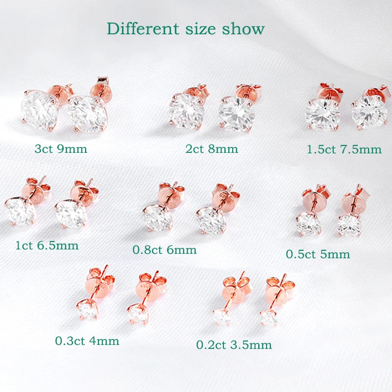 Smyoue 18K Plated 0.1-3CT Moissanite Stud Earrings for