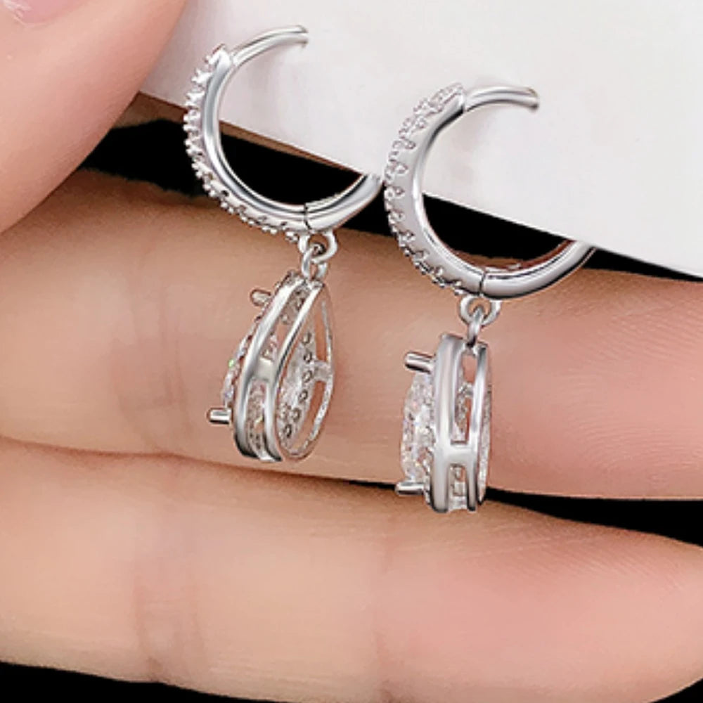 1carat Waterdrop Moissanite Hoop Earrings for