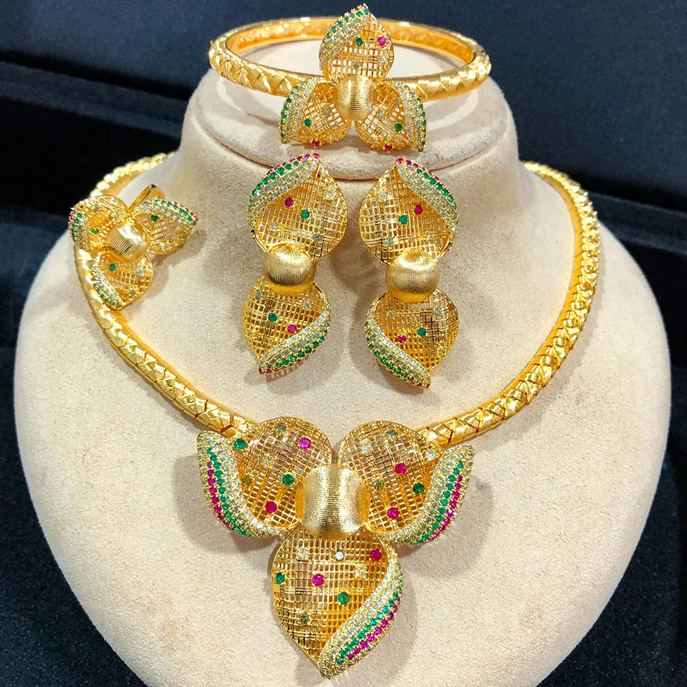 Godki Luxury Princess 4PCS Flower African Jewelry