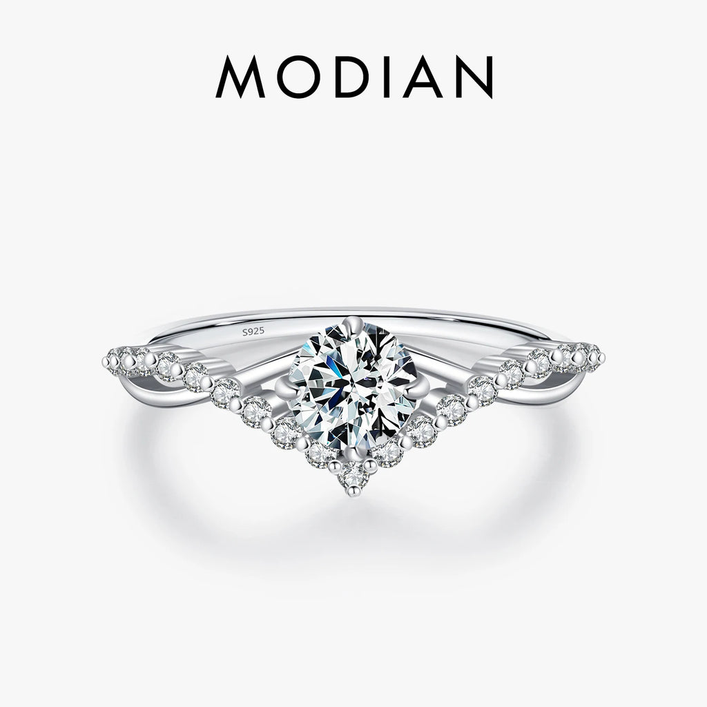 MODIAN Crown D Color Moissanite Ring Delicate Lab