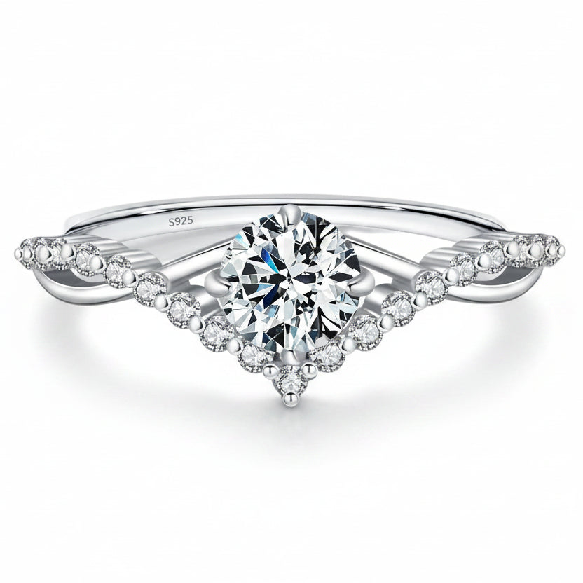 MODIAN Crown D Color Moissanite Ring Delicate Lab