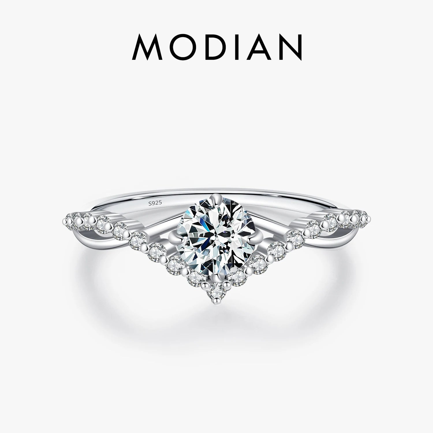 MODIAN Crown D Color Moissanite Ring Delicate Lab