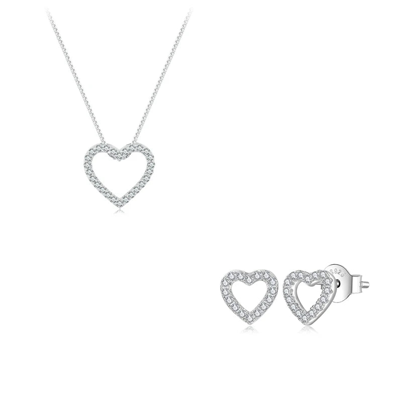 Bamoer U Heart Moissanite Necklace 925 Sterling Silver - MSN019 MSE111