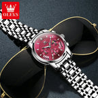 OLEVS Brand Fashion Red Watch For Men Luxury Sport