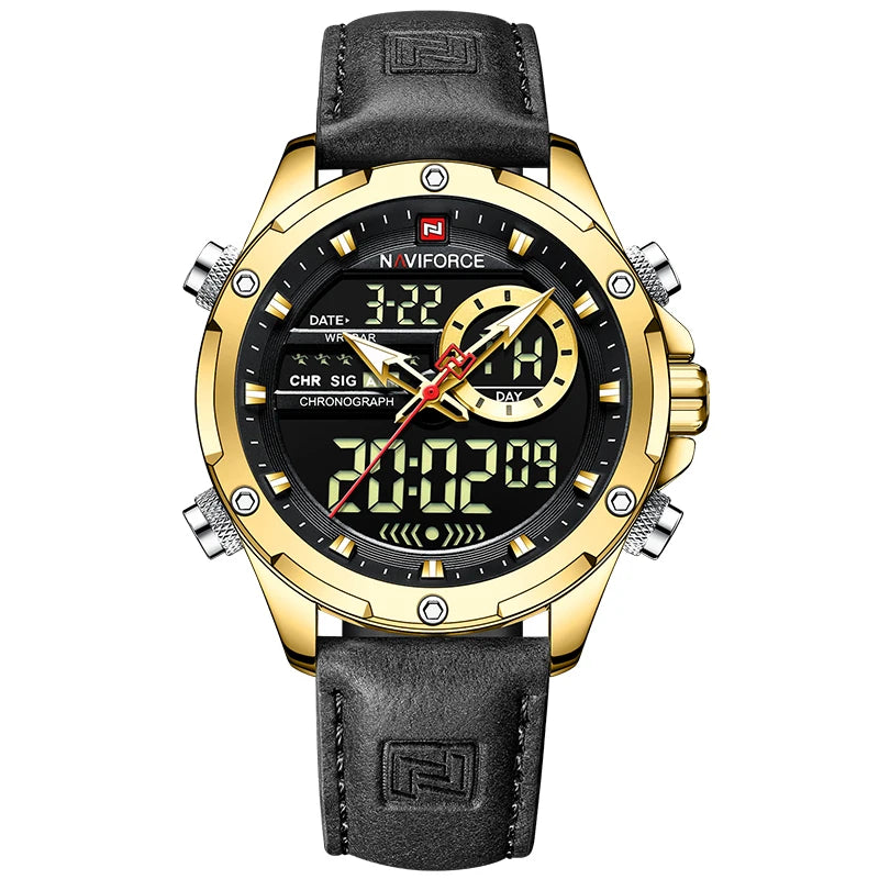 NAVIFORCE Digital Men Military Watch Waterproof - Gold Black