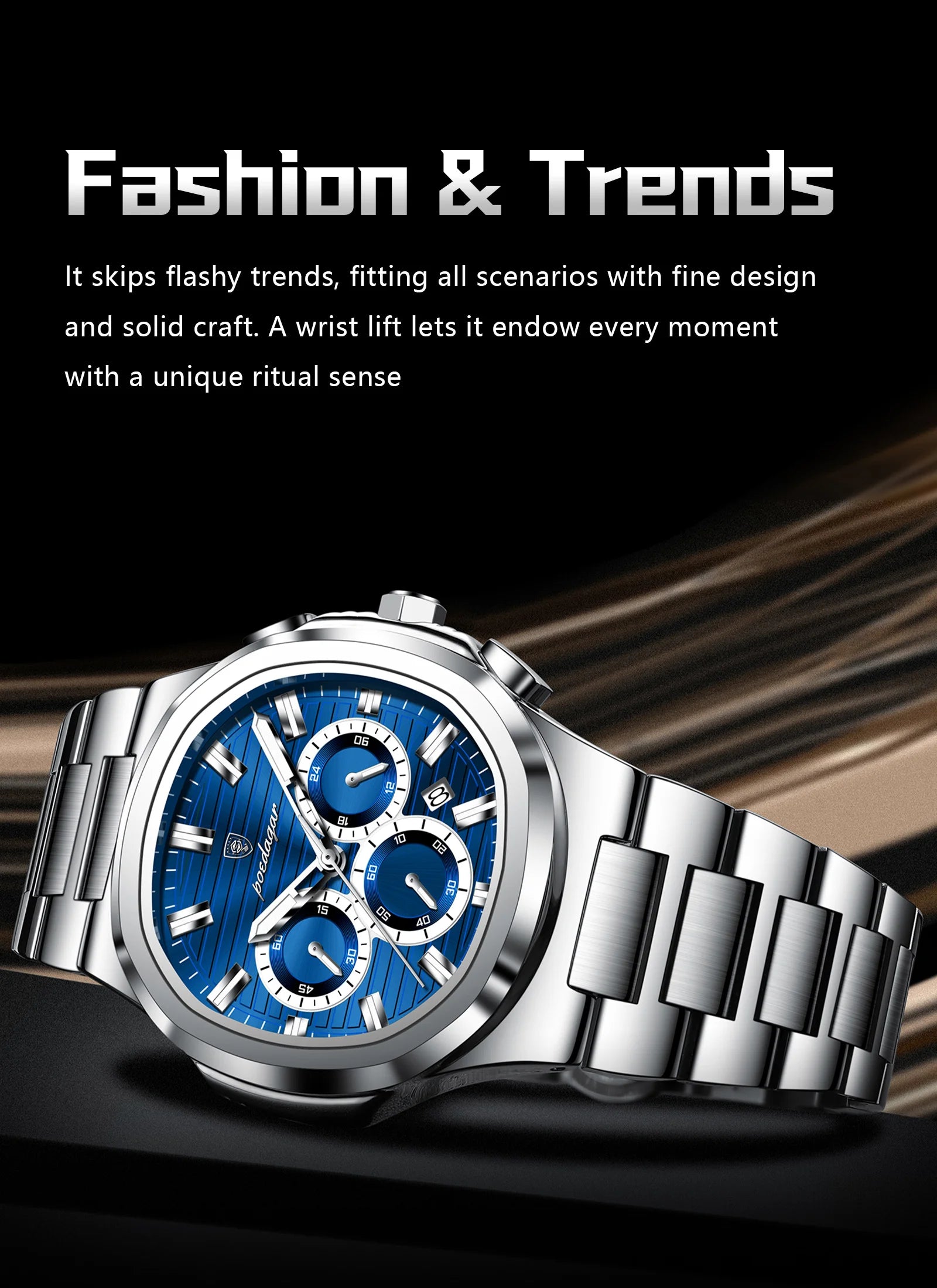 Poedagar Business Male Clock Date Chronograph