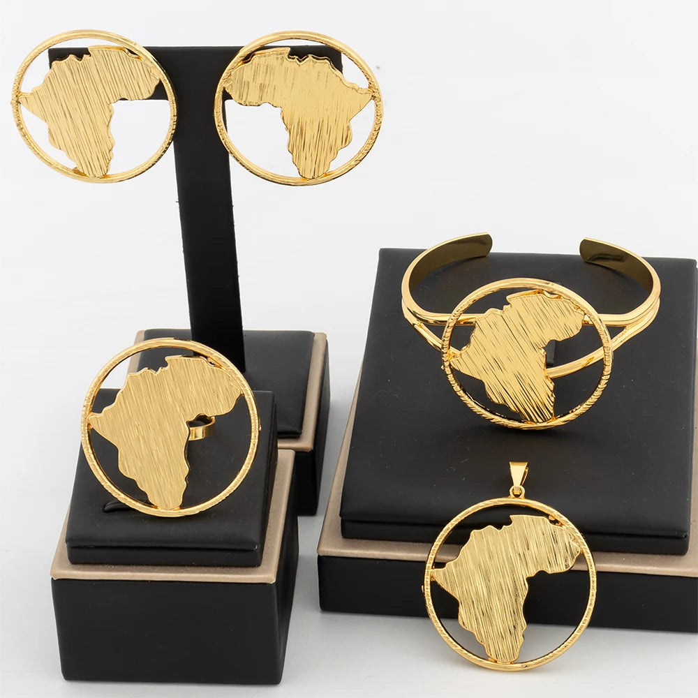 4Pcs Geometry Jewelry Set Round Shape Pendant