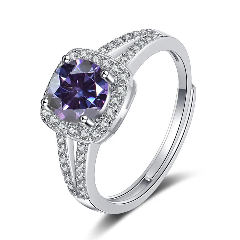 JoyceJelly 13-farbiger echter Moissanitring 1 Karat 6,5 MM