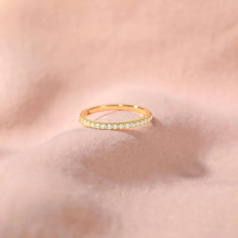 Lnngy Certified 2MM Moissanite Half Eternity Ring