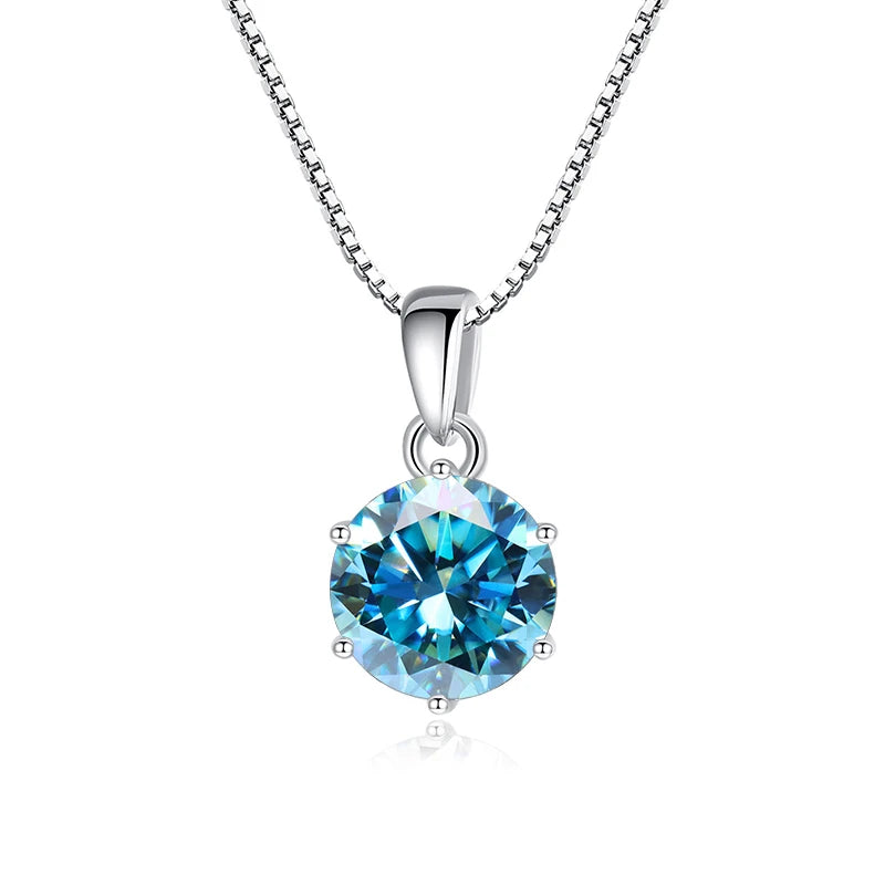 Butterflykiss 1 CT Real Moissanite Pendant Necklace - silver sea blue / 45cm