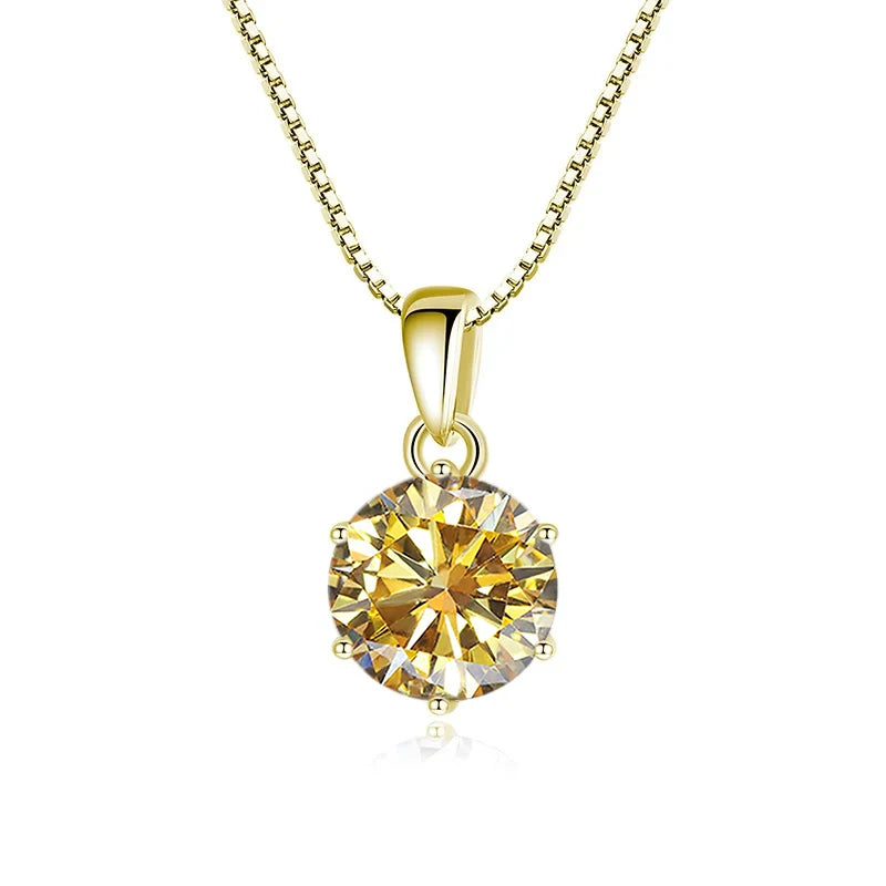 JoyceJelly 1 CT Real Moissanite Pendant Necklace For - gold Golden Yellow / 45cm / 1 ct