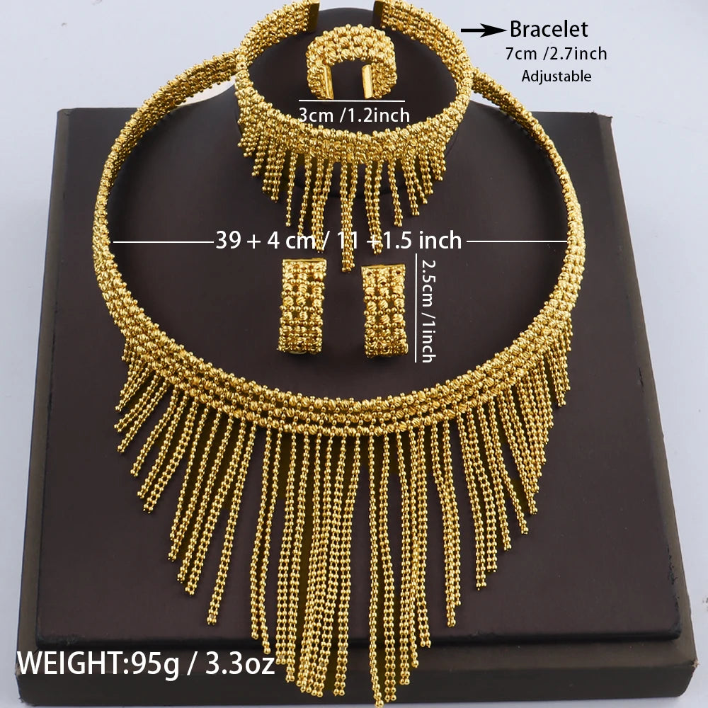 Gold Plated Hand-Knit Design Jewelry Set for Women