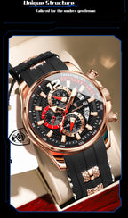 Poedagar Montre-bracelet pour homme à date chronographe