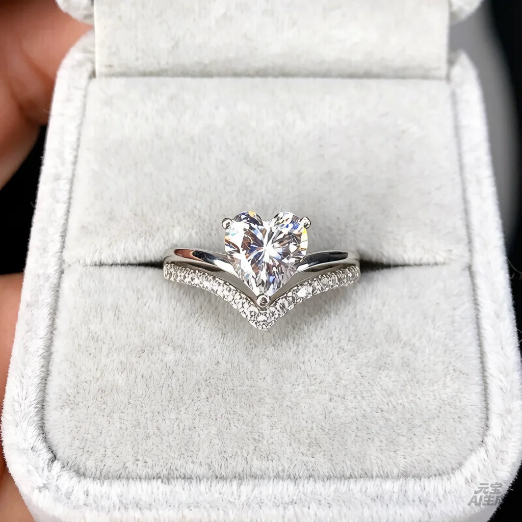 Dipogam 2CT Colorful Heart Moissanite Ring 925