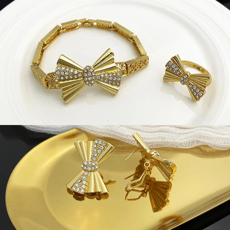 Italy 18k Gold Plated Women Jewelry Set Classic