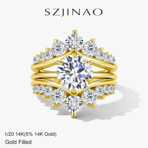 14k Gold Filled Double Band Stackable Moissanite