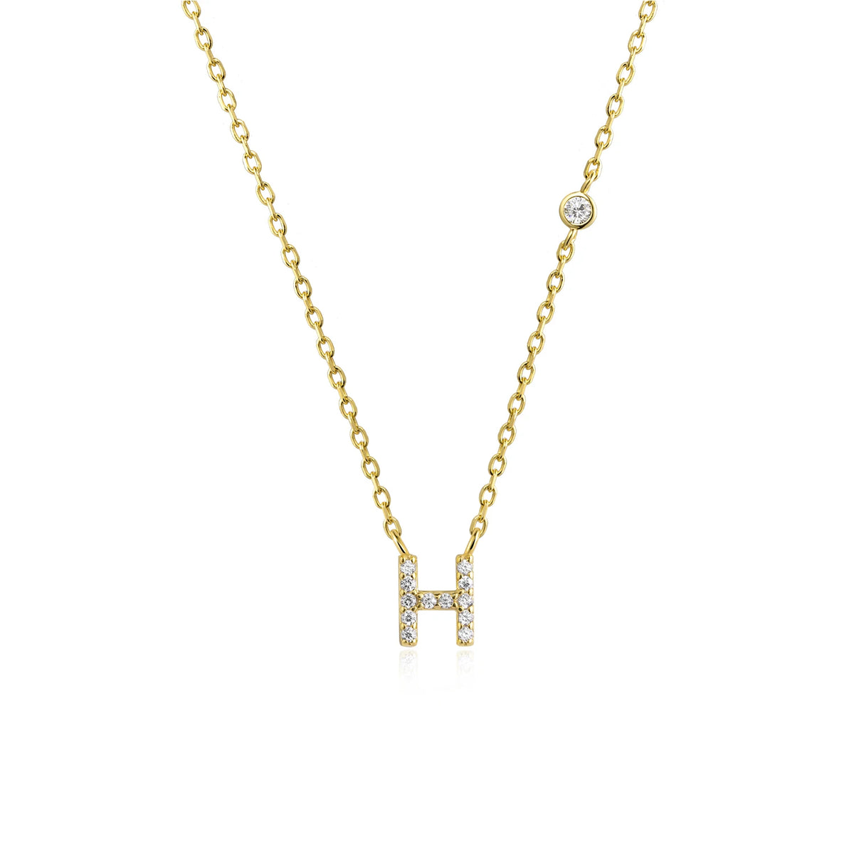 ANDYWEN 925 Sterling Silver Gold Small 26 Letters A- Z - Gold H