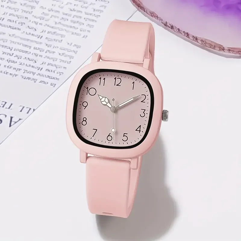 1/3/10PCS Fashion Silicone Band Women Quartz Watches - Pink