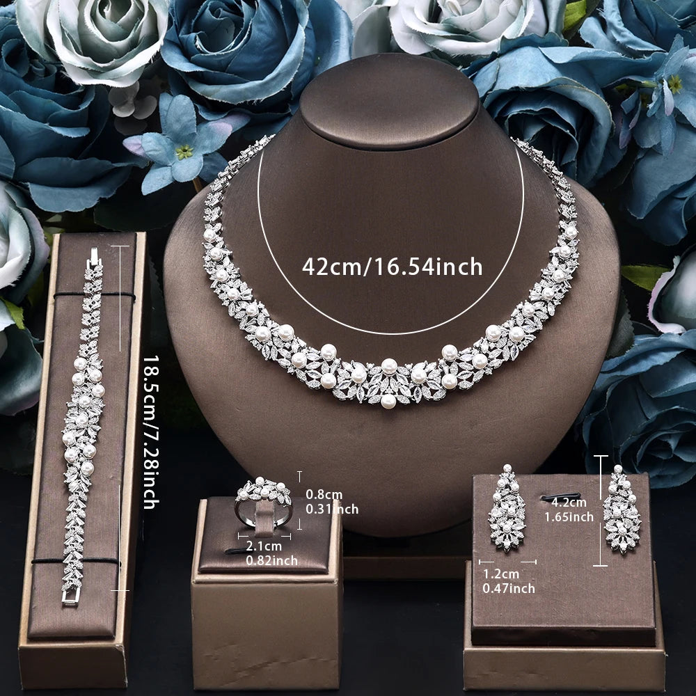 High Quality Zirconia Pearls 4pcs Jewellery Neckla