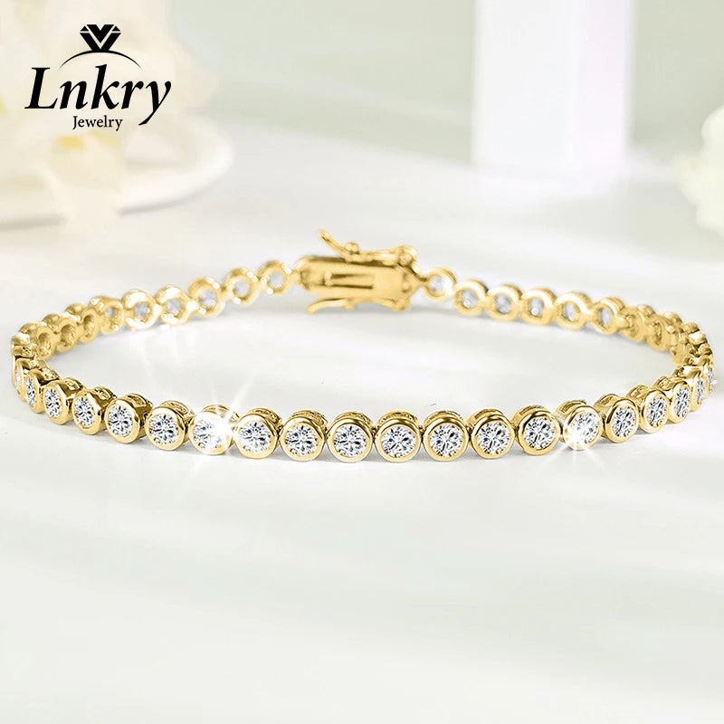 Lnkry Exquisite Round Bezel 3mm Moissanite Tennis