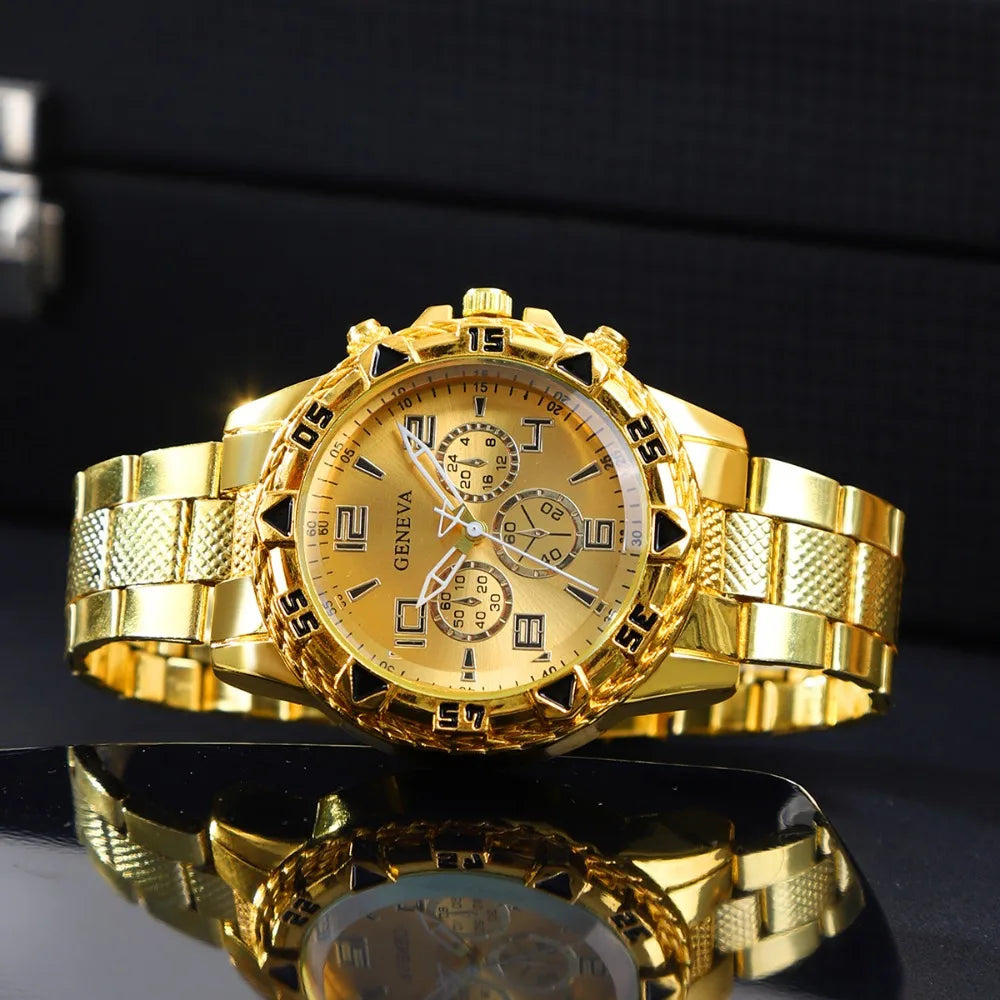 [4pcs/set Business Quartz Watch] Large Dial Trendy