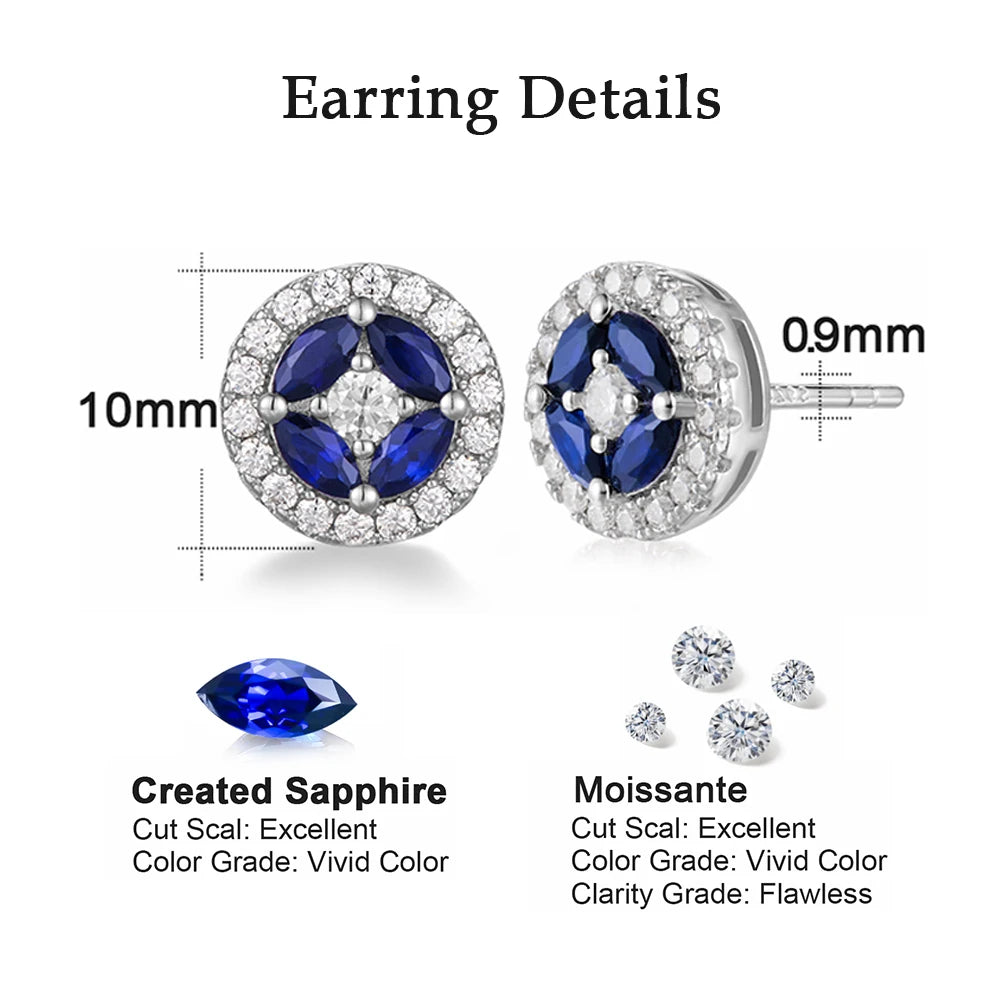 Apir Blue Sapphire Moissanite Stud Earrings for