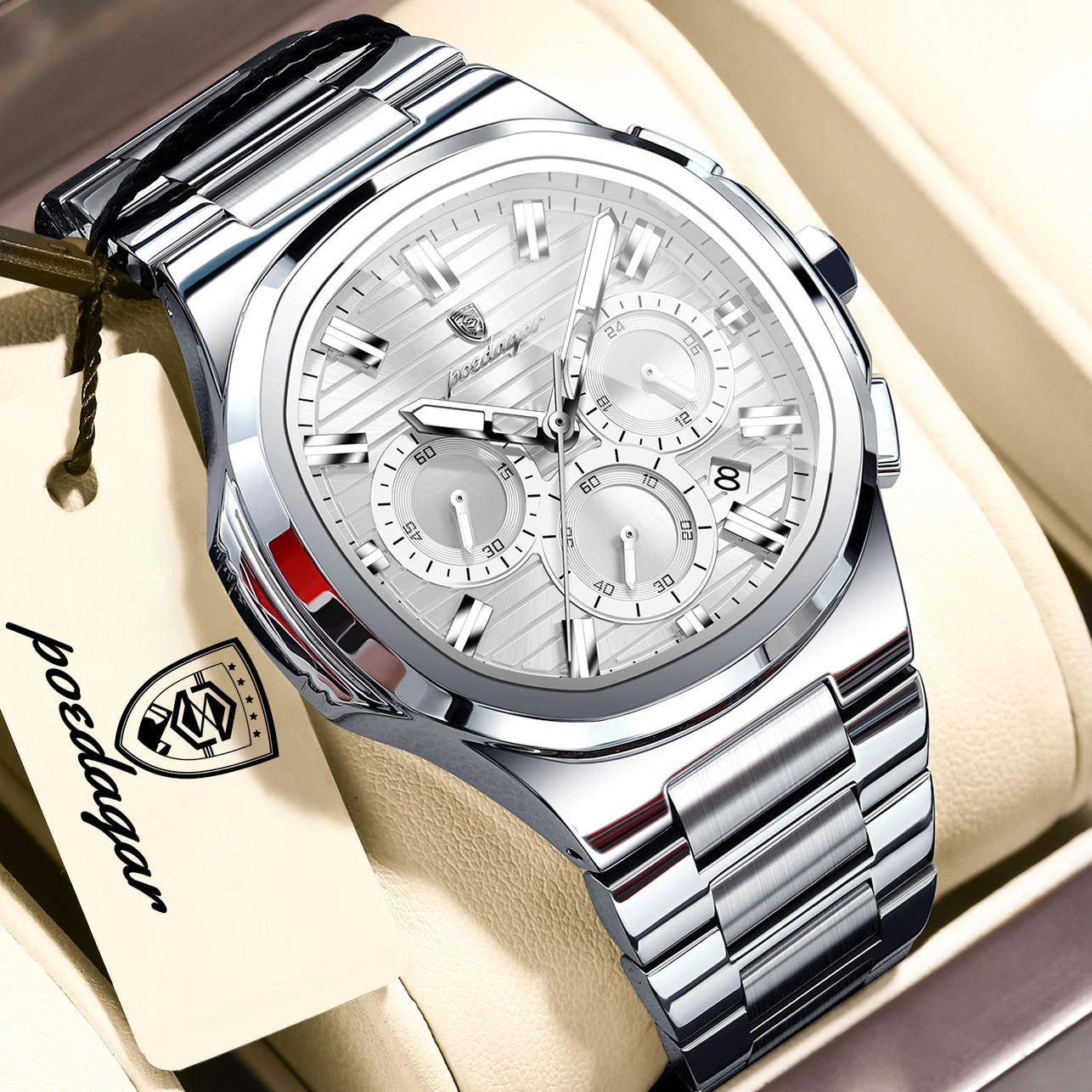 Poedagar Business Male Clock Date Chronograph