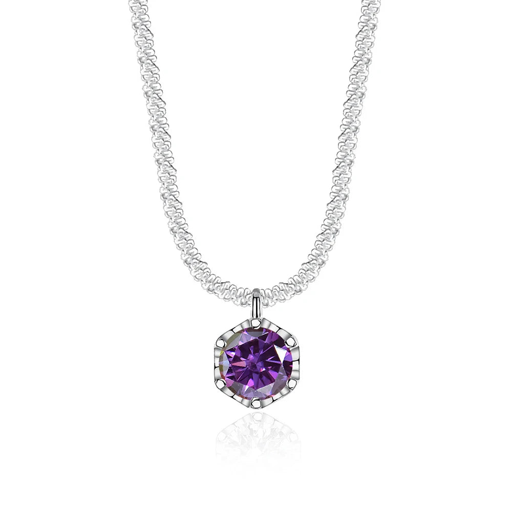 Luxury 1CT GRA Sparkling Moissanite Diamond White - Purplish Red / 40 plus 5cm / 1ct silver|China Mainland