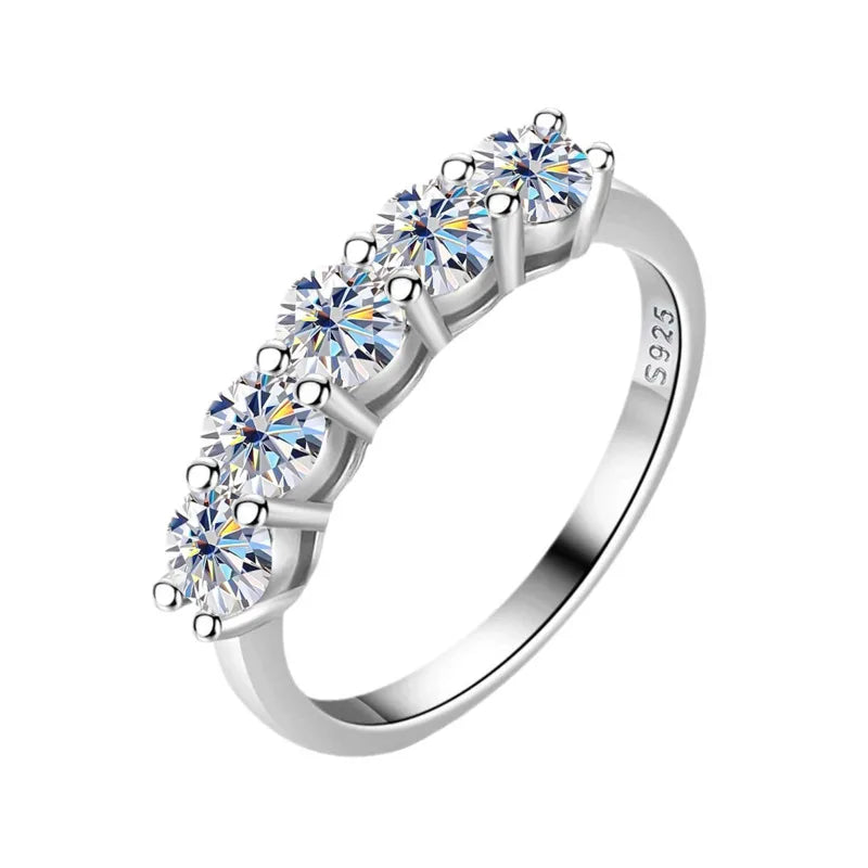 JoyceJelly 4mm D Color VVS Moissanite Ring For Women - 0.3 ct x 5pcs / 9, 0.3 ct x 5pcs / 6, 0.3 ct x 5pcs / 7, 0.3 ct x 5pcs / 5, 0.3 ct x 5pcs / 8