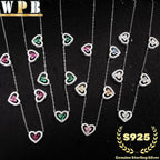 Genuine S925 Sterling Silver Necklace  5-Color Heart