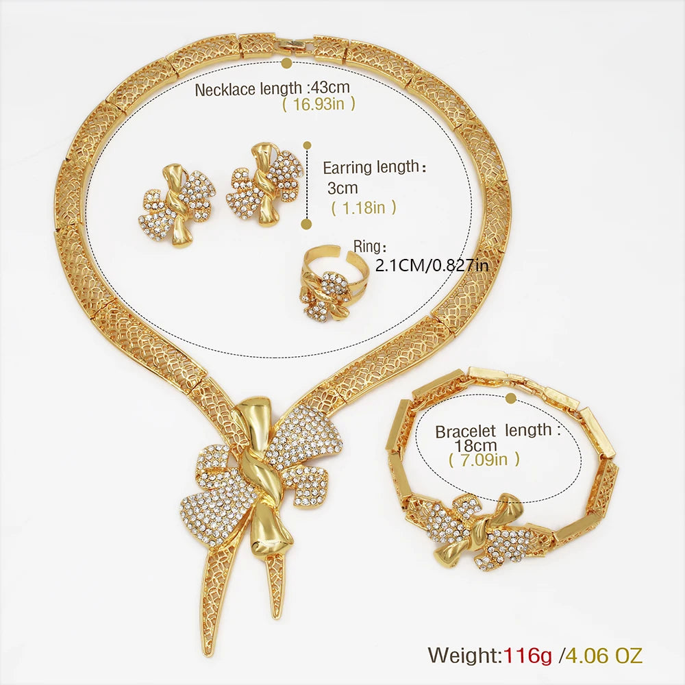 Italy 18k Gold Plated Women Jewelry Set Classic