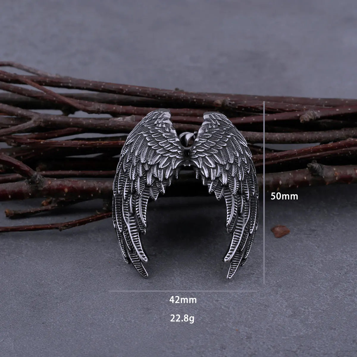 Stainless Steel Classic Angel Wings Necklace Men's