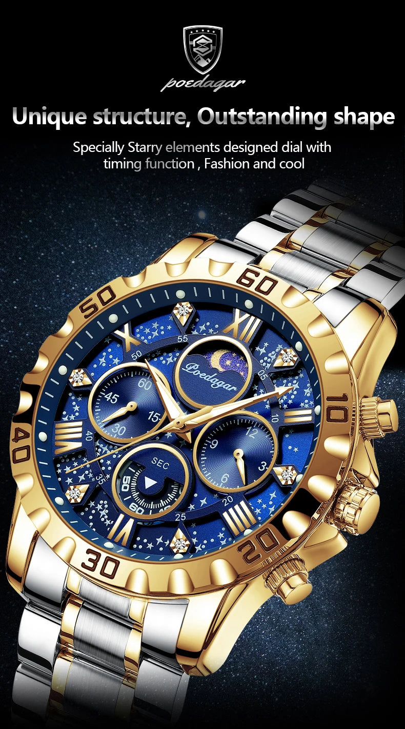 Poedagar Luxury Man Watch Waterproof Luminous.
