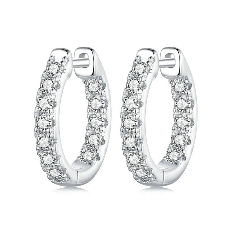 Bamoer U Moissanite Hoop Earrings 925 Sterling Silver