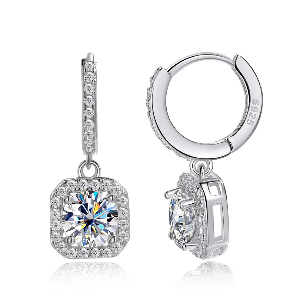 KNOBSPIN D Color Moissanite Earring 925 Sterling