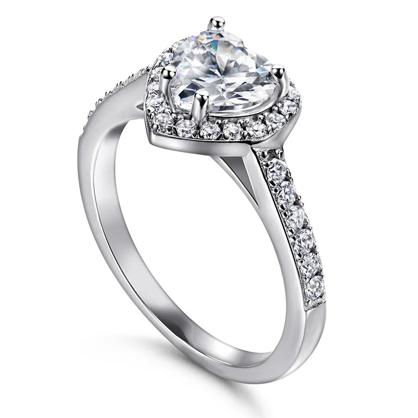 1-2ct Pink Heart Moissanite Rings with Certificate