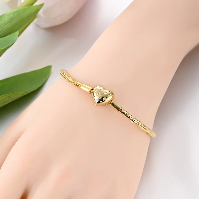 925 Sterling Silver Bracelets 17-20CM Original Golden