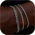 Dainty Gold/Silver Chain Bracelet Stack 14K Gold - United States / Light Yellow Gold Color / 16-21cm