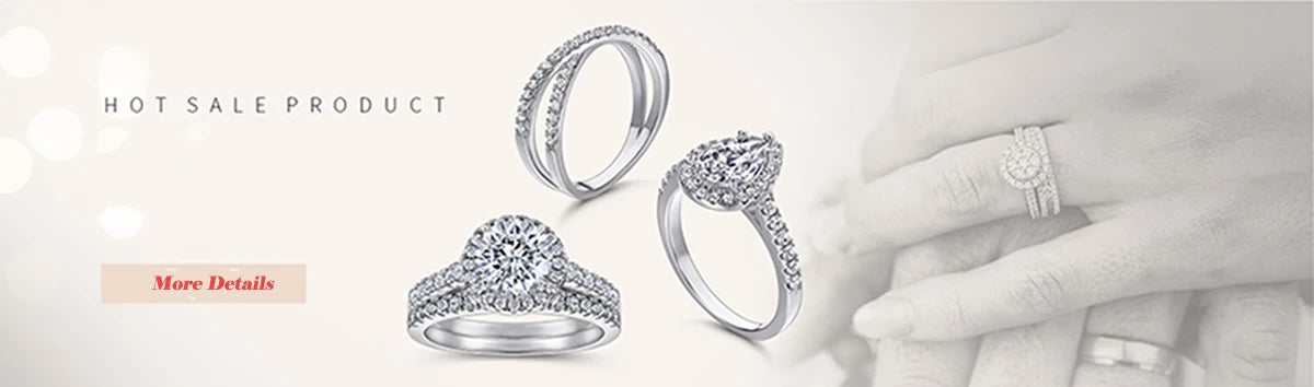 Luxury Ring Set Pure 100% 925 Sterling Silver 5ct