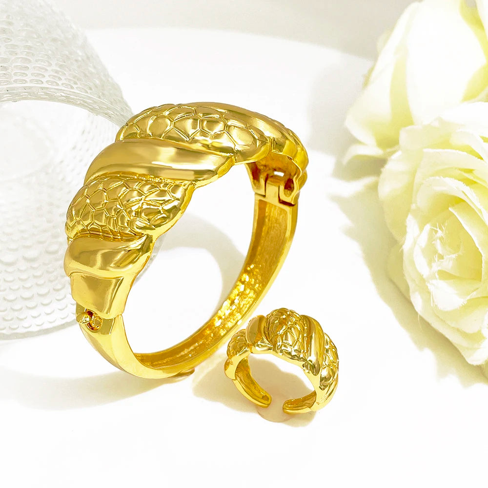 GZJPEI Italian Gold Plated 4Pcs Jewelry Set