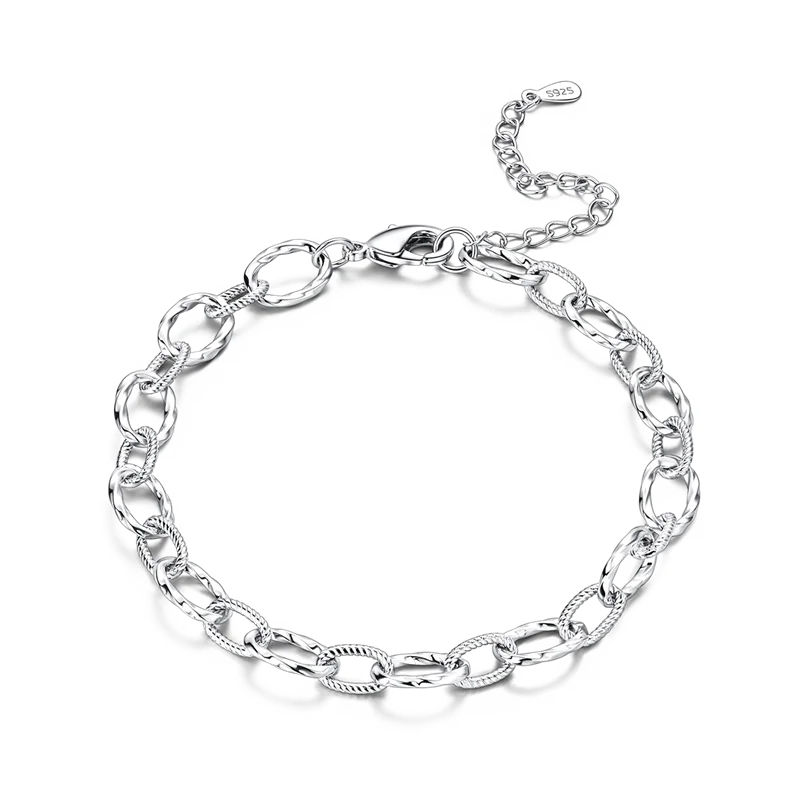 925 Sterling Silver Bracelets 17-20CM Original Golden - KTB145 / 20cm / United States, KTB145 / 18cm / United States, KTB145 / 19cm / United States, KTB145 / 17cm / United States