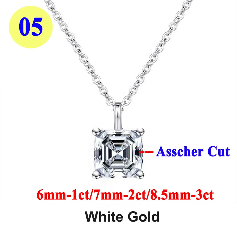 PureMax 1ct 2ct 3ct D Color VVS1 Moissanite Diamond - XL07-asscher-white / 2ct / 45cm-add box, XL07-asscher-white / 2ct / 45cm-add bag, XL07-asscher-white / 3ct / 45cm-add box, XL07-asscher-white / 3ct / 45cm-add bag, XL07-asscher-white / 1ct / 45cm-add box, XL07-asscher-white / 1ct / 45cm-add bag