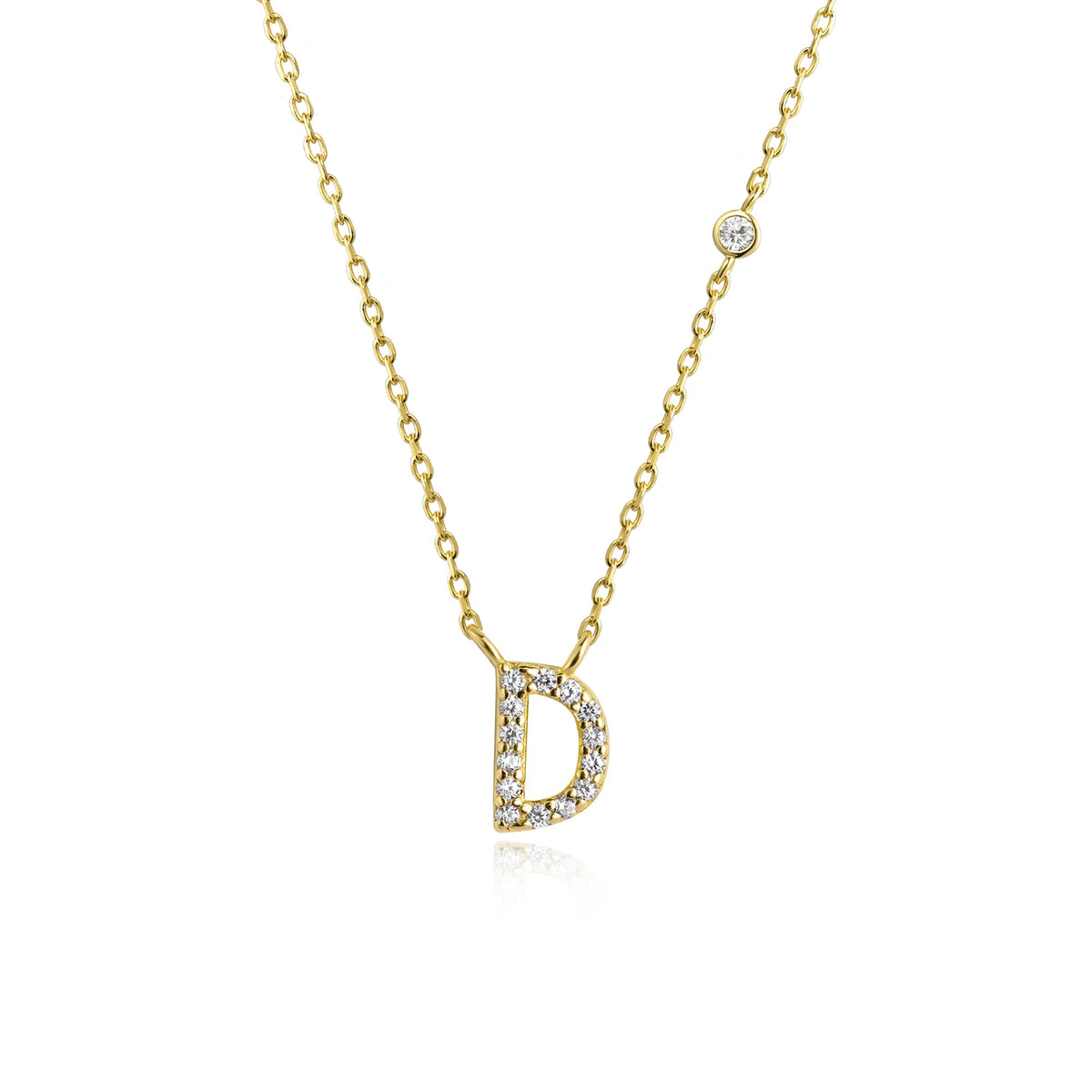 ANDYWEN 925 Sterling Silver Gold Small 26 Letters A- Z - Gold D