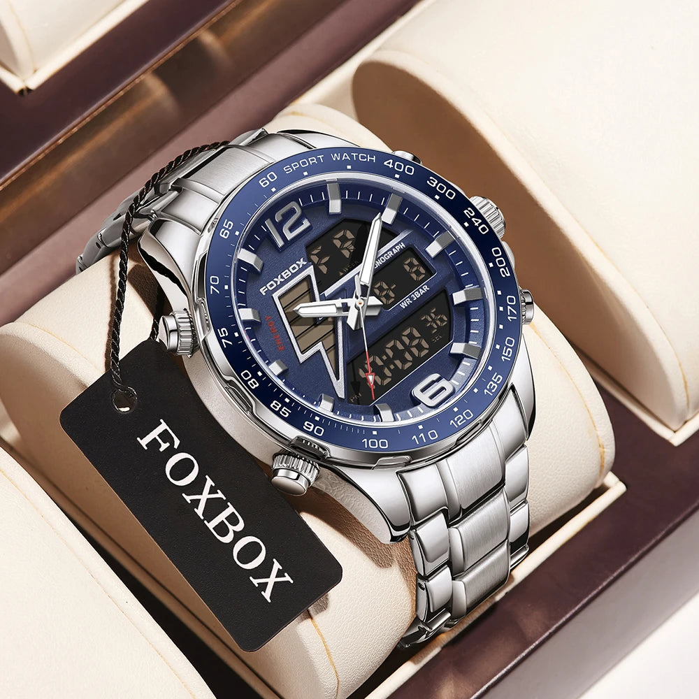 New Foxbox Men Watch Dual Display 30M Waterproof.