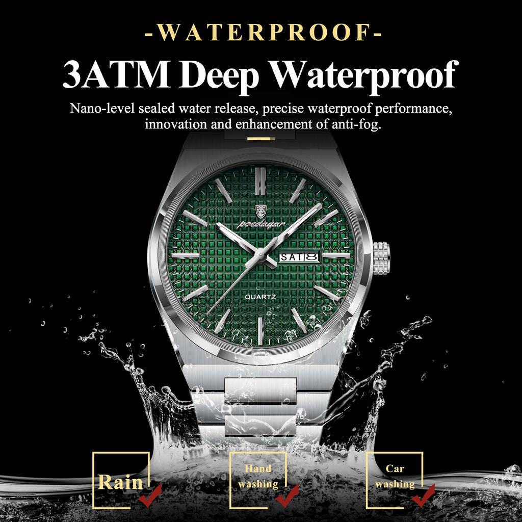 Poedagar Top Original Quartz Men Clock Waterproof