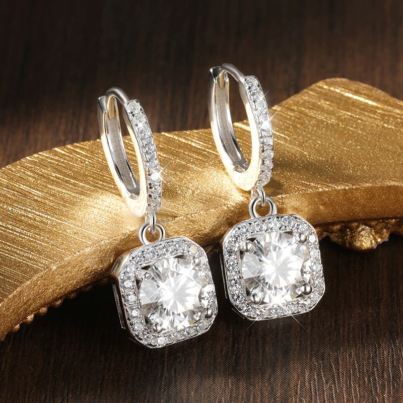 KNOBSPIN D Color Moissanite Earring 925 Sterling