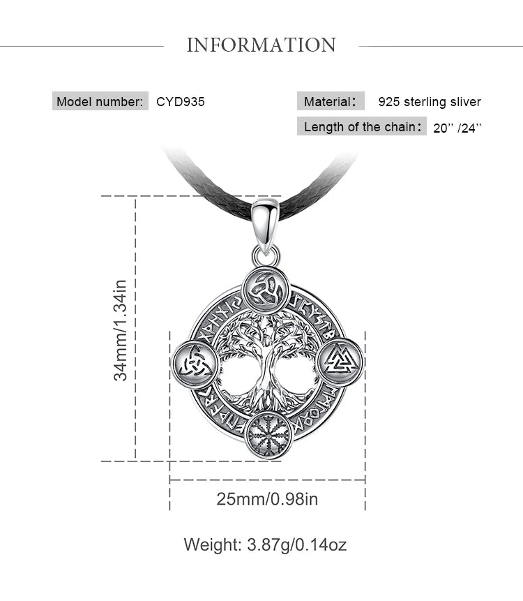 Eudora 925 Sterling Silver Tree of Life Necklace.