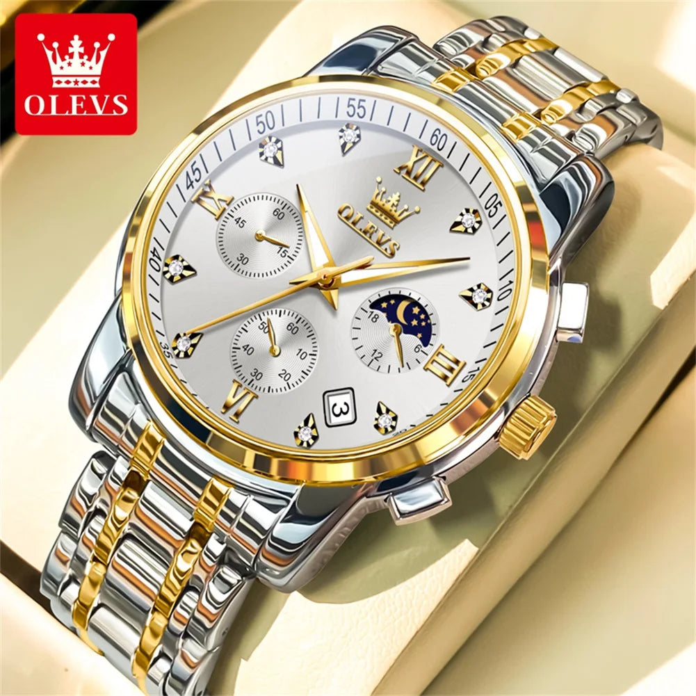 Olevs 2858 Men's Watches Stainless Steel Waterproo.