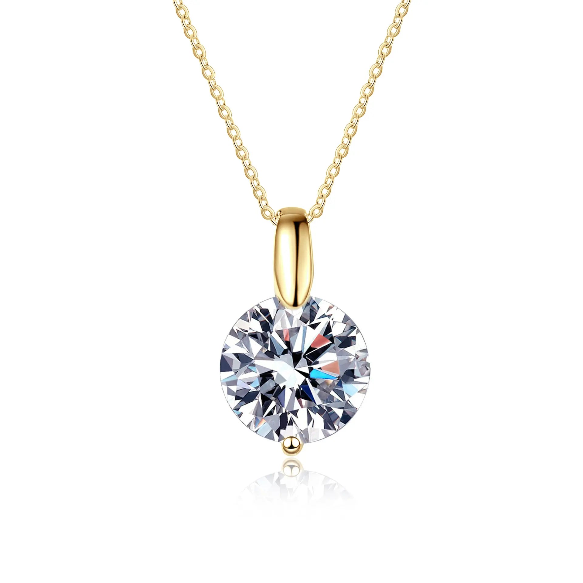 OXTAO 2CT 1CT D Color Real Moissanite Pendant Necklace - YELLOW / 1.0CT-6.5mm / 50cm|China Mainland, YELLOW / 2.0CT-8mm / 50cm|China Mainland